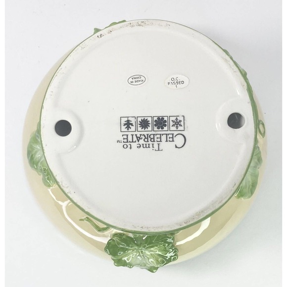 Dept. 56 A Time To Celebrate, Ceramic Glazed Grape Open Compote Bowl 7 3/4” RARE - Picture 6 of 7